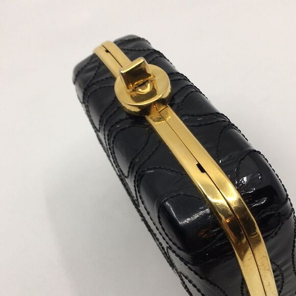 Coach Black Patent Leather Raised "C" Hard Shell Turnlock  Clutch Style 12198 - Picture 8 of 17